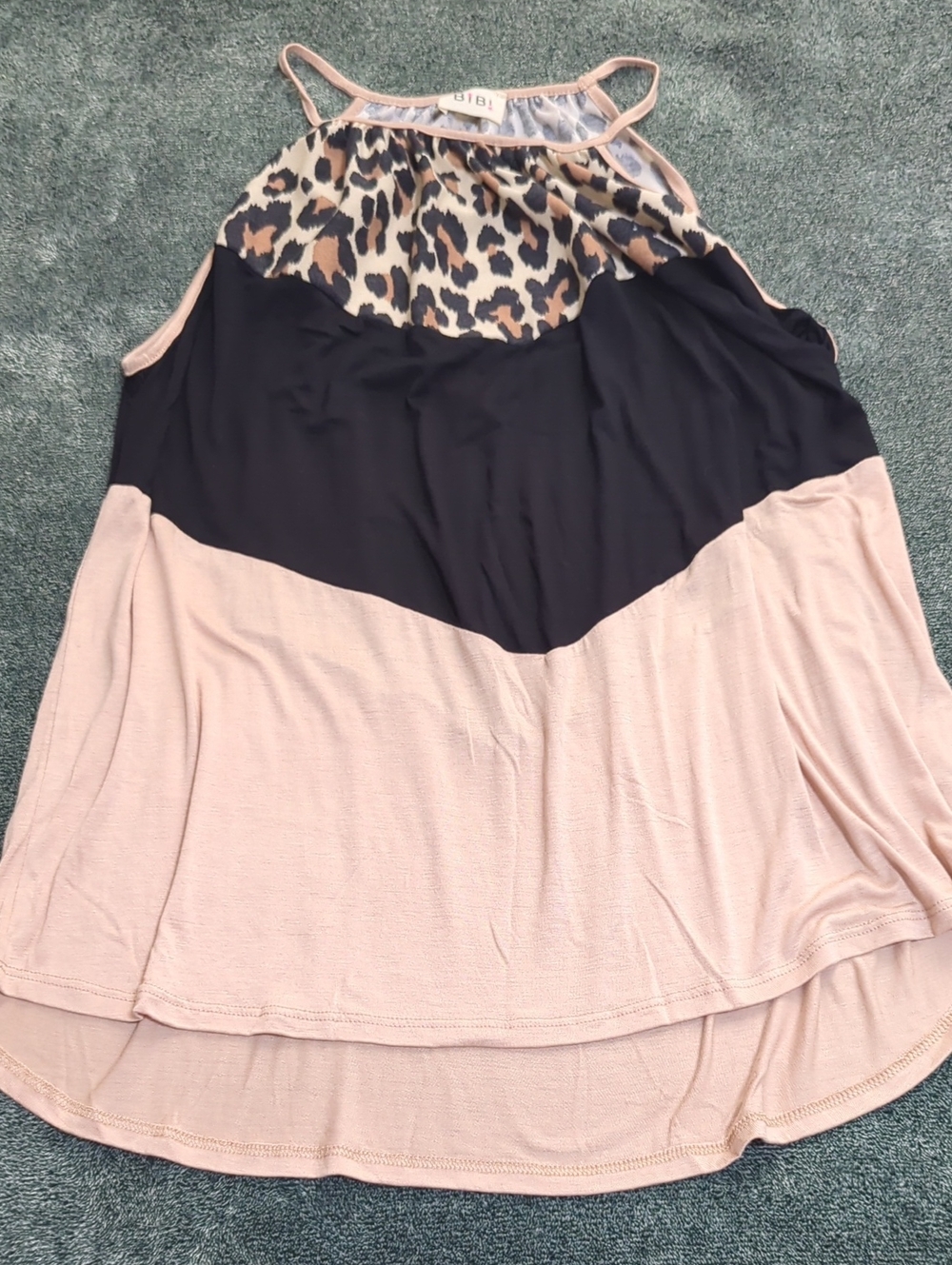 BiBi Blush, Black & Leopard Halter Tank